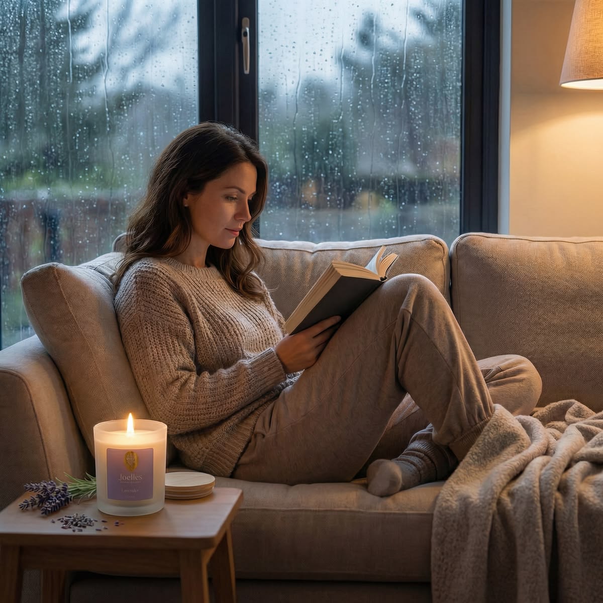 Abstract curve linking three calm points across a soft blue field